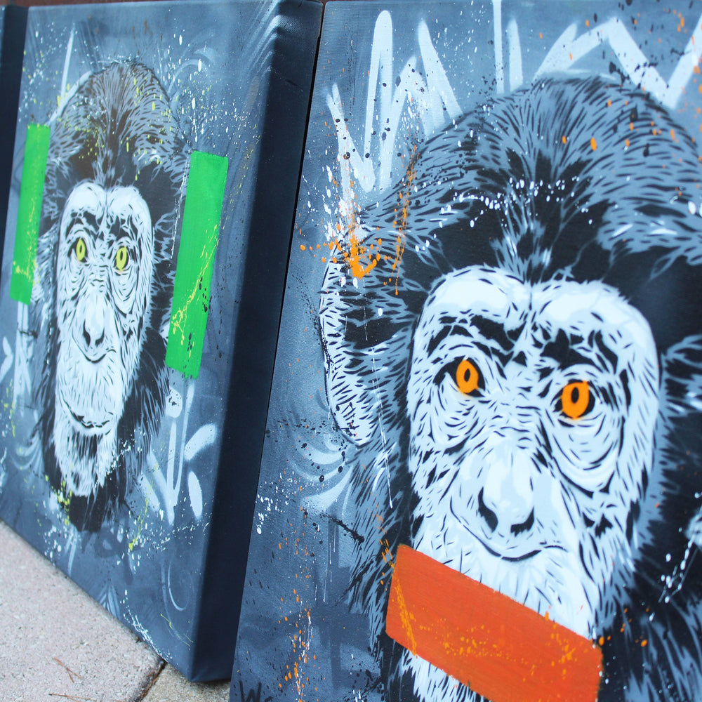 
                  
                    Three Wise Monkeys (Triptych) by Valé Stencil - Signature Fine Art
                  
                