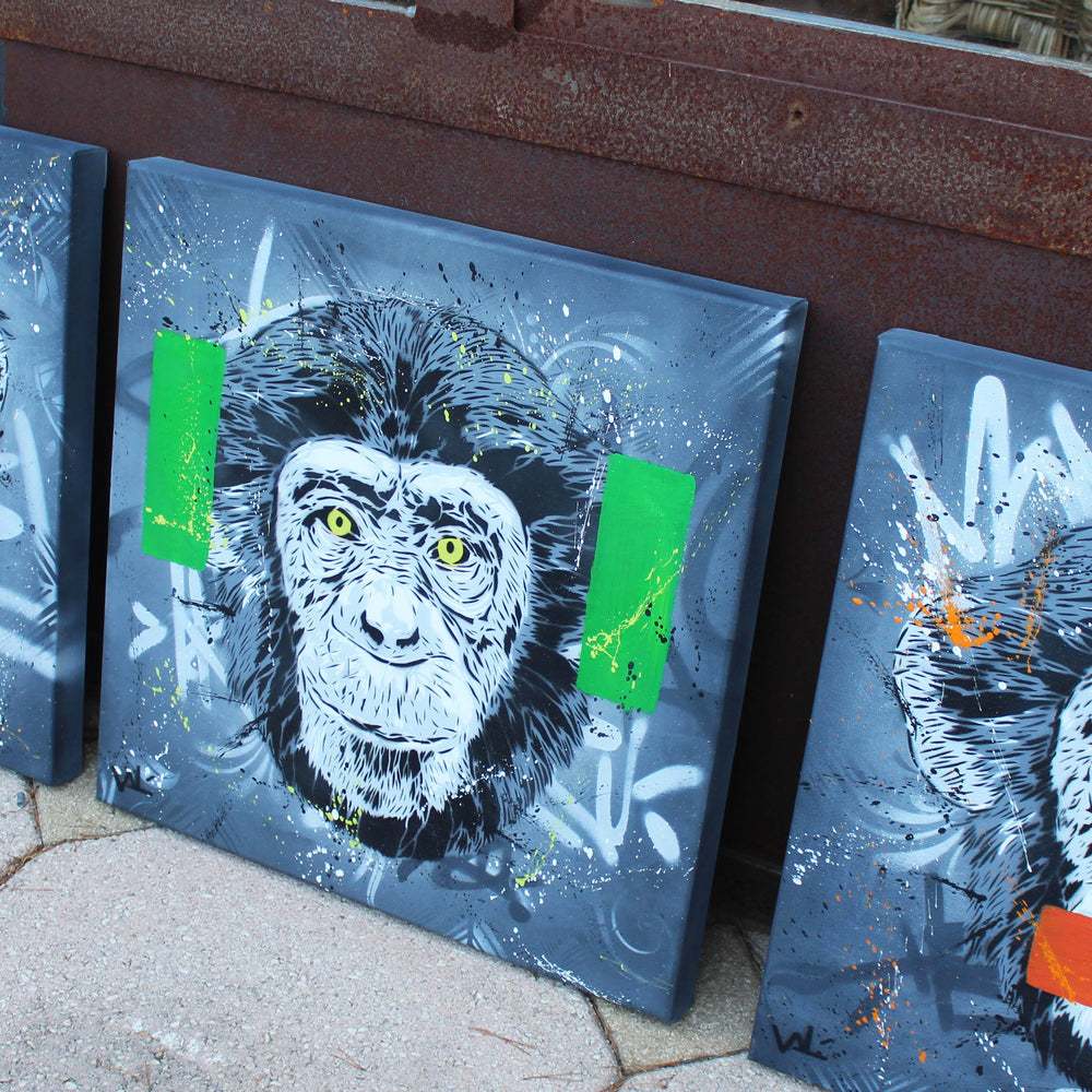 Three Wise Monkeys (Triptych) by Valé Stencil - Signature Fine Art