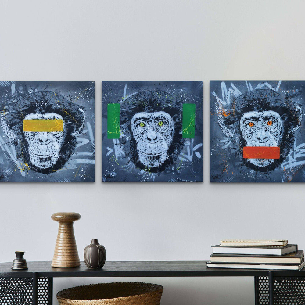 
                  
                    Three Wise Monkeys (Triptych) by Valé Stencil - Signature Fine Art
                  
                